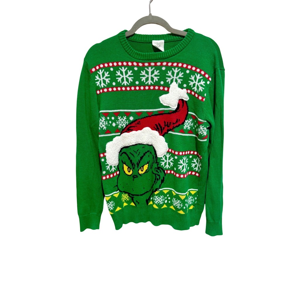 Grinch Dr. Seuss Christmas Sweater Holiday Graphic Green‎ Medium M